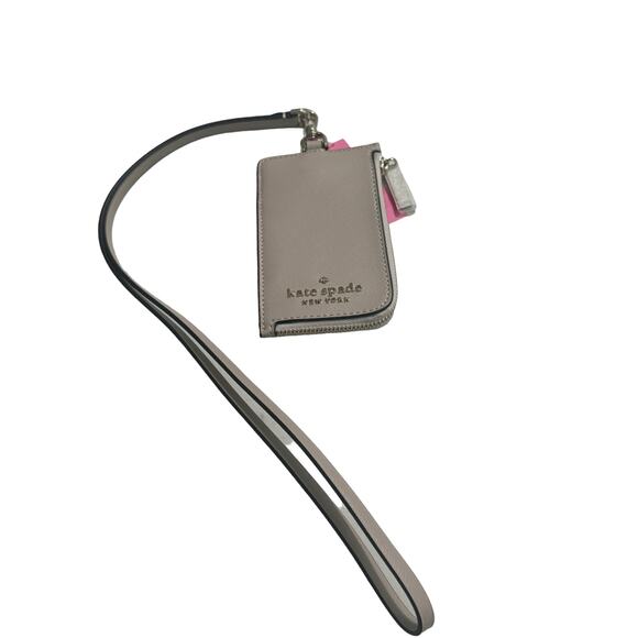 Kate Spade Staci Saffiano Leather Card Case Lanyard - Picture 2 of 4